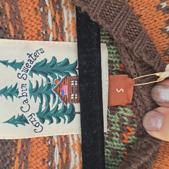 NWT Kiel James Patrick Orange and Brown pumpkin Fair Isle Sweater Size S Wool - Picture 4 of 11